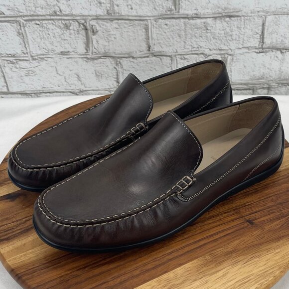 ECCO Moc 2 Mens Sz. 13/47 Wide Brown Leather Driving Loafer Shoes ( No insoles ) - Picture 1 of 15